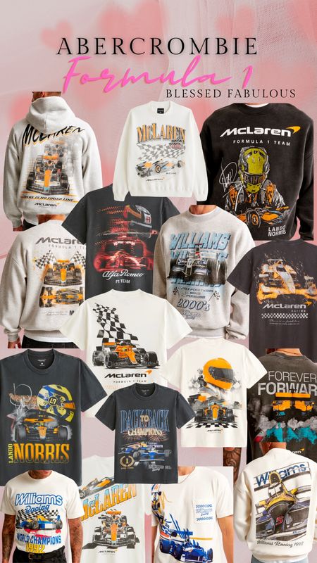 Abercrombie x Formula 1 Collaborations - McLaren, Alfa Romeo, and Williams Racing. Hoodies, t-shirts, and crewneck sweatshirts. All on sale now!! 

#LTKSpringSale #LTKsalealert #LTKfindsunder50
