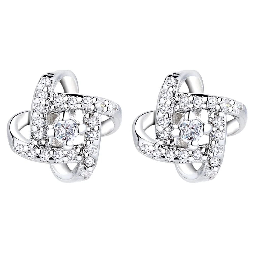 Sterling Silver Love Knot Stud Earrings With Swarovski Crystals | Walmart (US)