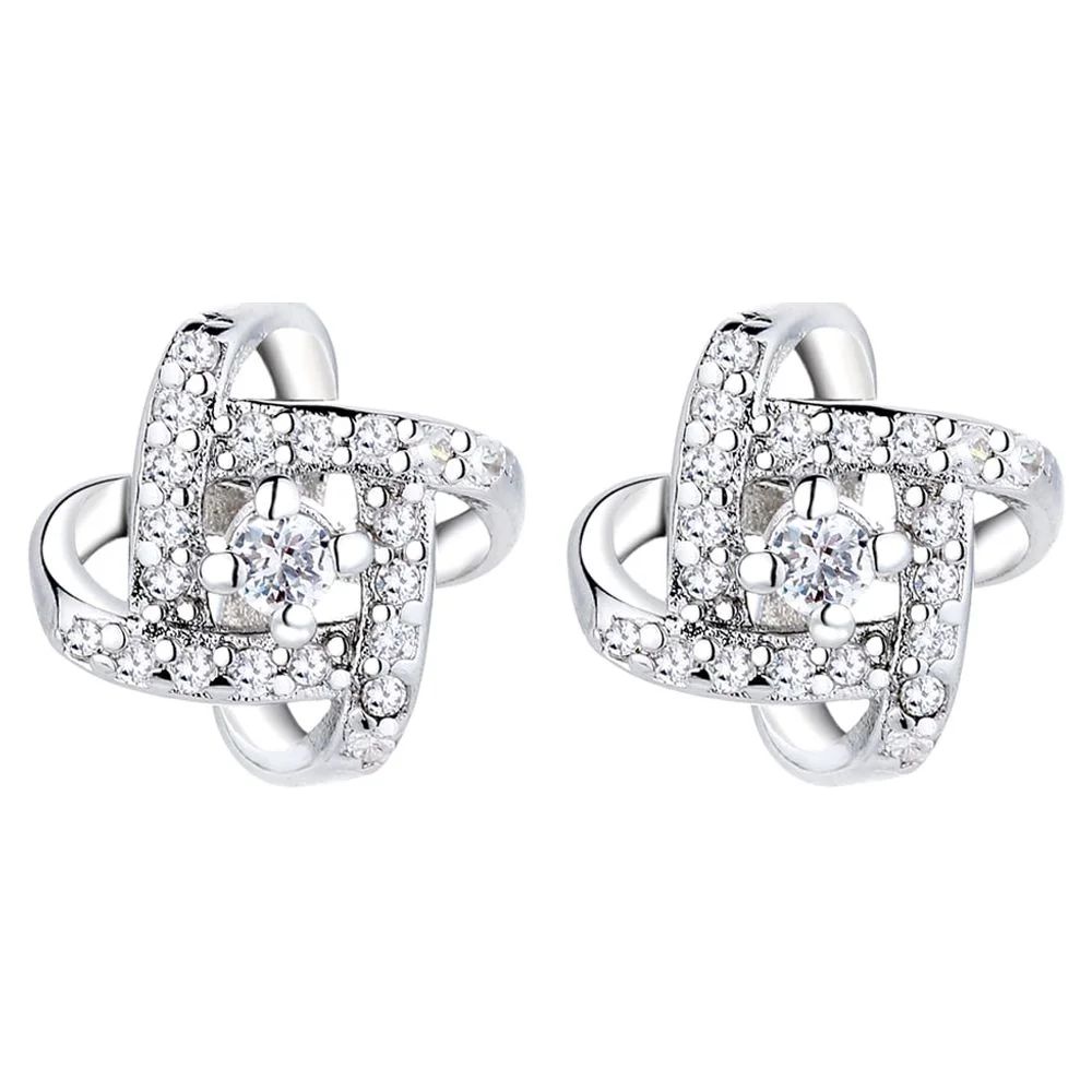 Sterling Silver Love Knot Stud Earrings With Swarovski Crystals | Walmart (US)
