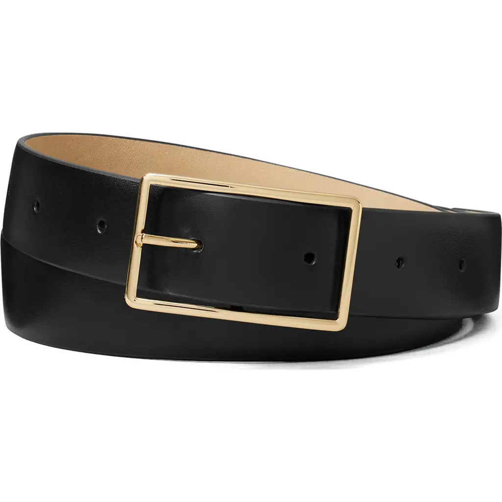 Tory Burch Gigi Leather Belt in Black /Gold at Nordstrom, Size Medium | Nordstrom