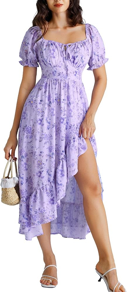 Scarlet Darkness Cottagecore Corset Dress Flowy Chiffon Floral Dresses for Women | Amazon (US)