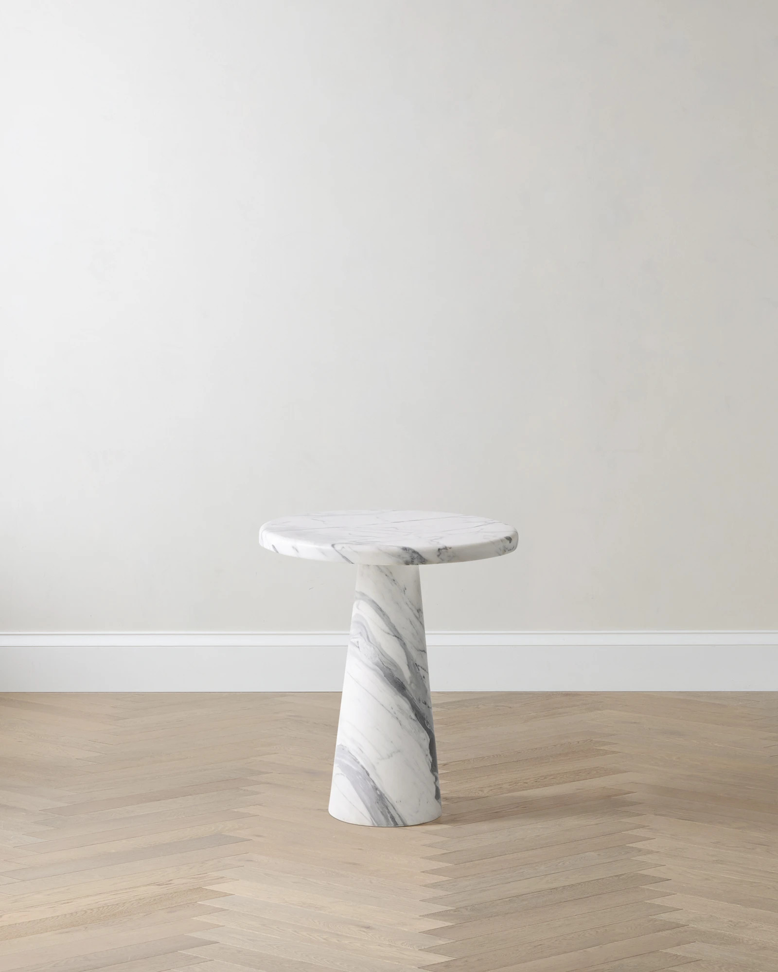 Quince | Italian Marble Pedestal End Table in White | Quince