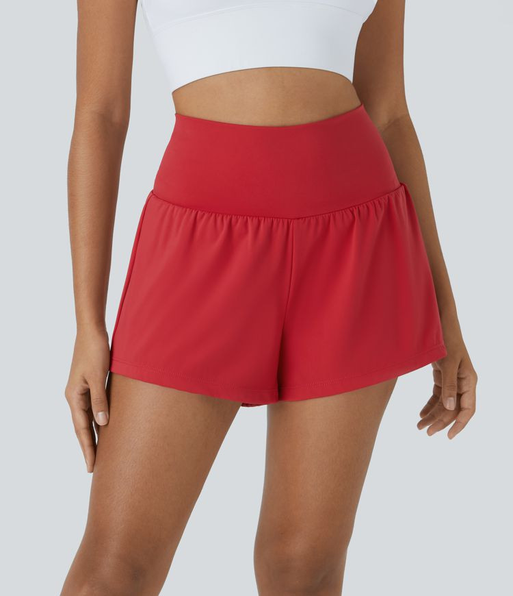 Women’s Super High Waisted Back Pocket & Side Hidden Pocket 2-in-1 Yoga Shorts 3" - Halara | HALARA