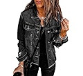 EVALESS Womens Boyfriend Washed Crop Denim Jean Jacket Coat | Amazon (US)
