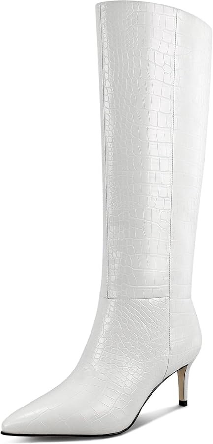 wetkiss Knee High Boots for Women, with Kitten Heel and Pointed Toe Design, Classic and Sexy | Amazon (US)