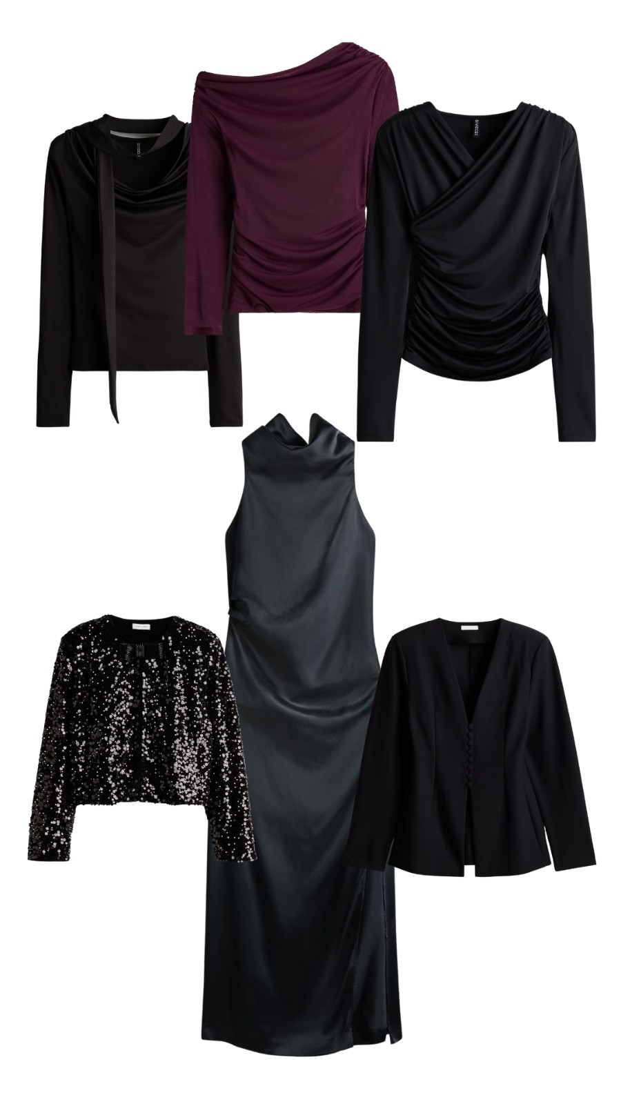 H&M Sale, Draped asymmetric top, Scarf-detail top, Sequined jacket, Dress 

 #LTKuk #LTKautumn #LTKsale