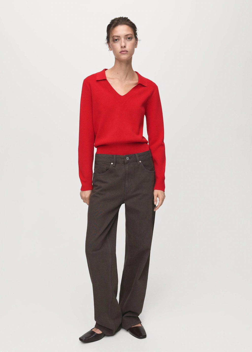 Fine-knit V-neck sweater red - Woman - S - MANGO | Mango (US/MX/AU)
