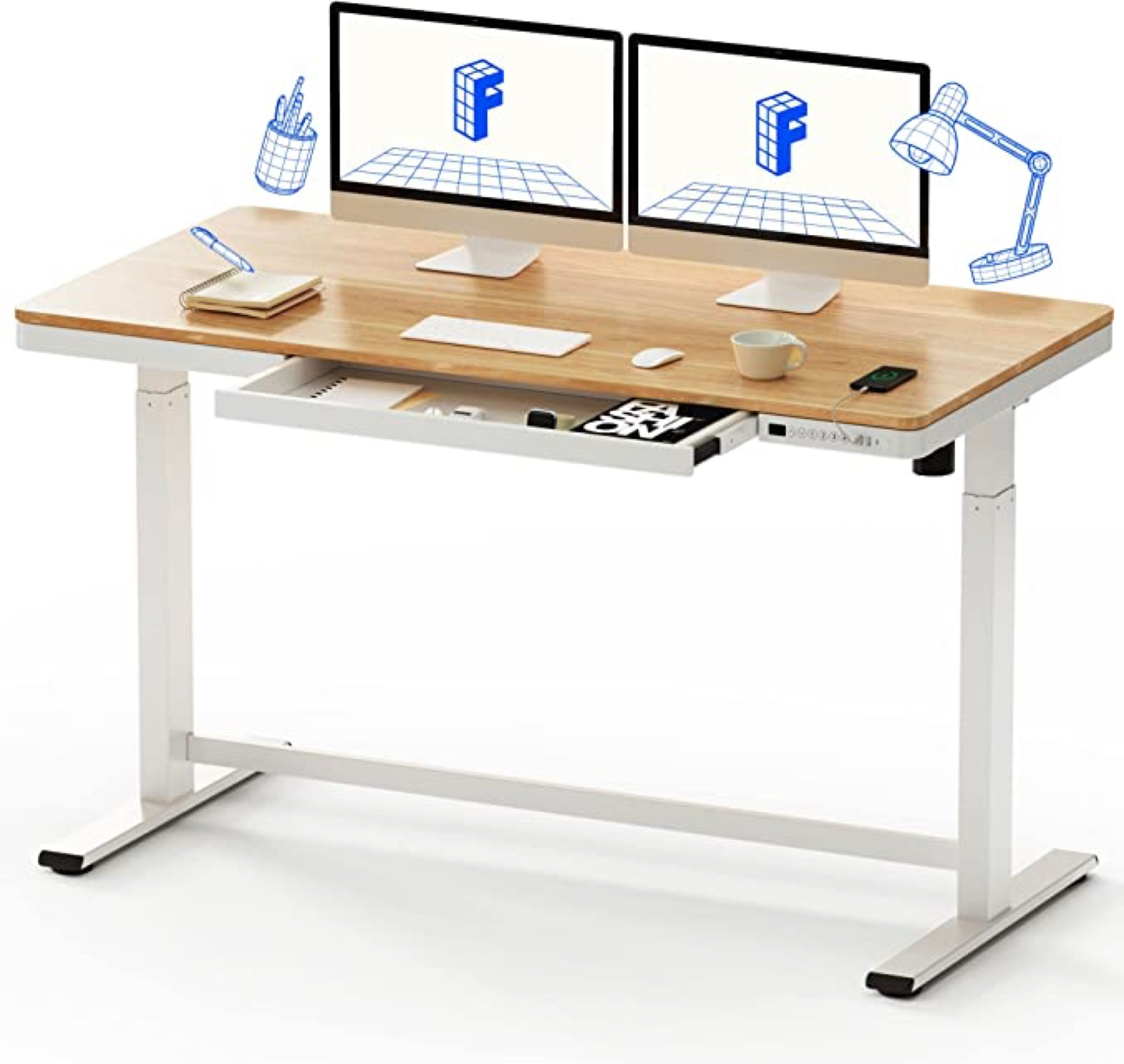 FLEXISPOT 55" Electric Standing Desk with Drawers