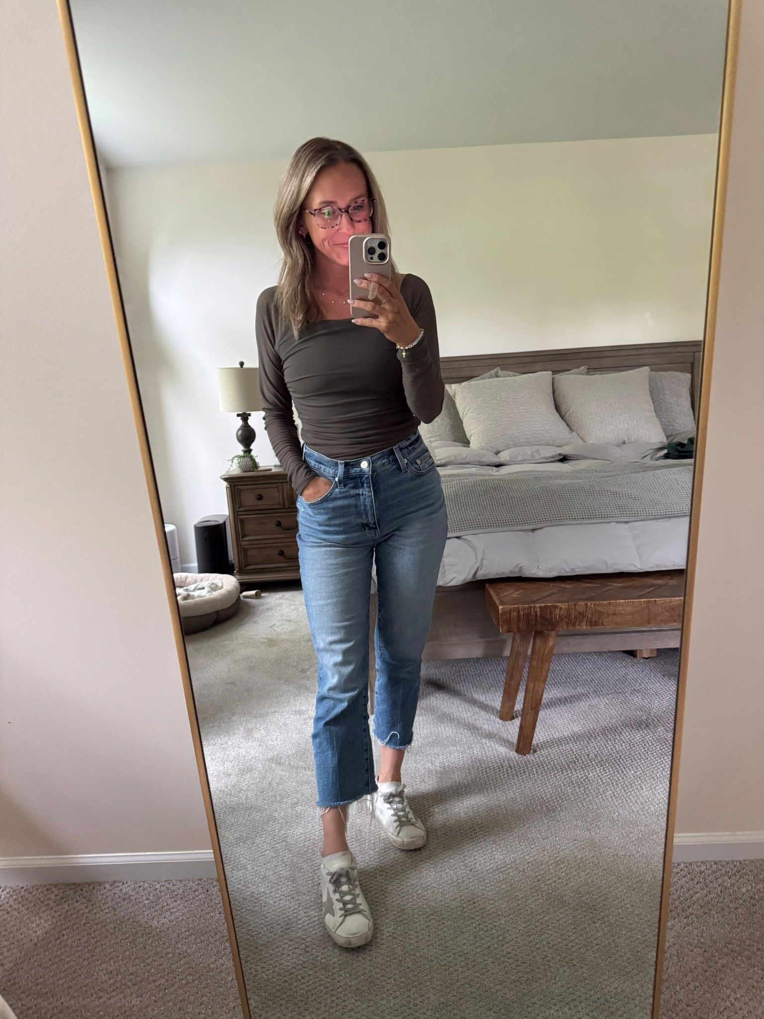 I love this bodysuit from Amazon! The square neckline and mesh sleeves are super cute and it comes in a ton of colors! I ordered my usual size small. 

Amazon Bodysuit | Pistola Jeans | Golden Goose Lookalike Sneakers | Casual Outfit Inspo

Come Stay Awhile, Amanda Vernaci

#LTKPetite #LTKShoeCrush