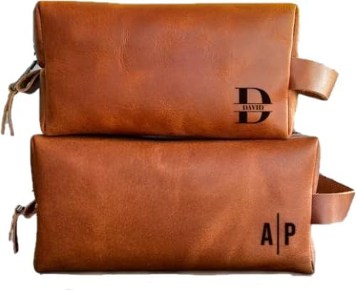 Luxe-Range Personalized Full-Grain Leather Toiletry Bag, Groomsmen Gift, Christmas Presents, Trav... | Amazon (US)