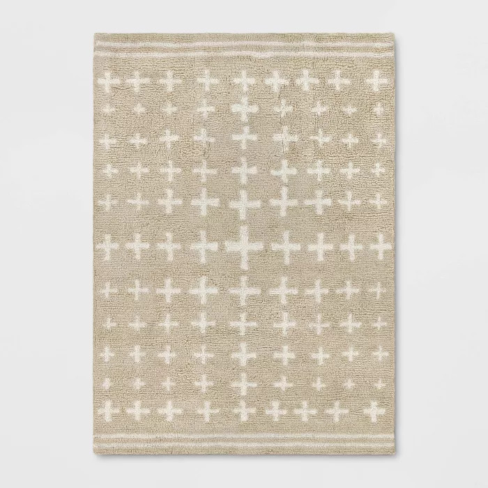 Elata Cross Shag Rug Beige - Opalhouse™ | Target