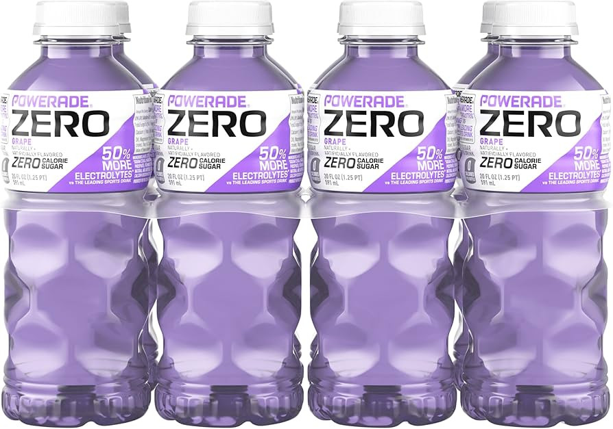 POWERADE Electrolyte Enhanced Zero Sugar Grape Sports Drink, 20 Ounce (Pack of 8) | Amazon (US)