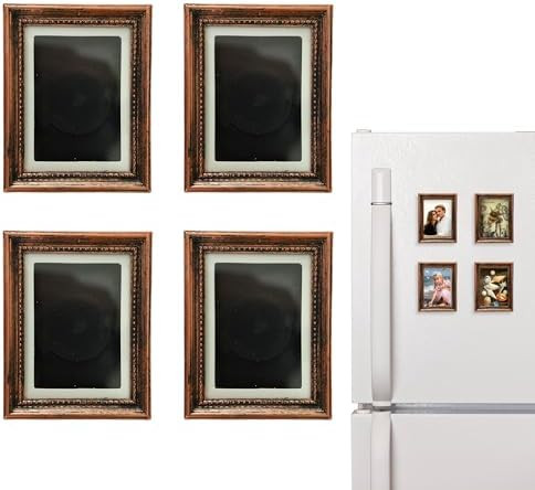 4 Pack Magnetic Picture Frames for Refrigerator - 3"x2" Vintage Photo Frames(Dimensions with Card... | Amazon (US)