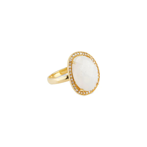 Cosmo Gold Pave Ring | Rainbow Moonstone | elli parr