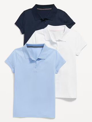 School Uniform Jersey-Knit Polo Shirt 3-Pack for Girls | Old Navy (US)