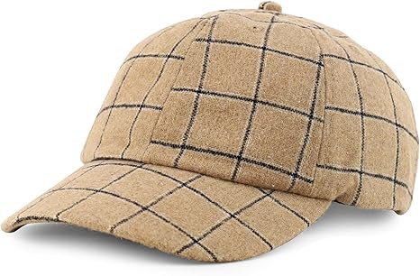 Trendy Apparel Shop Plaid Checker Wool Blend Unstructured Baseball Cap | Amazon (US)