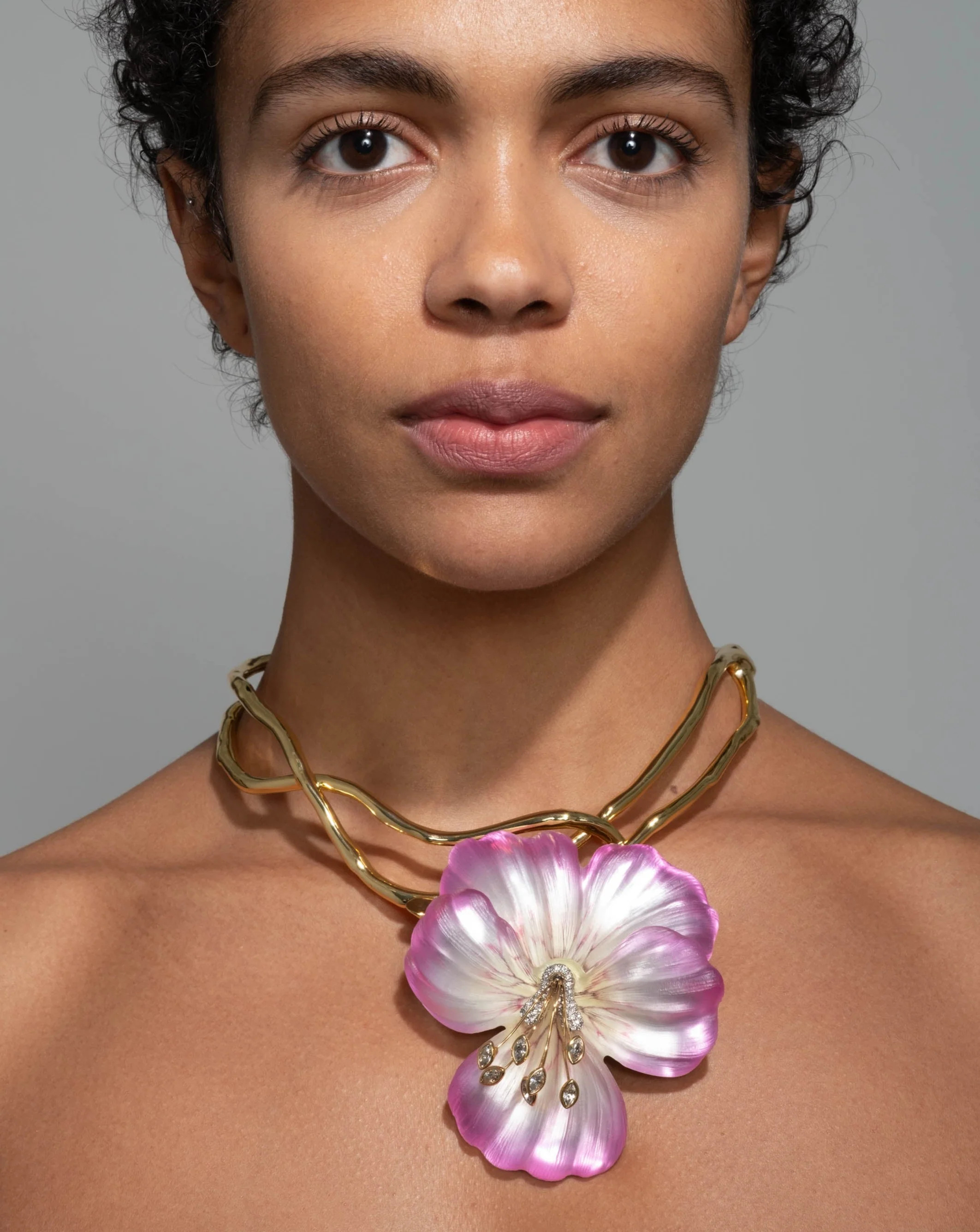 Pink Morning Pansy Lucite Vine Collar | Alexis Bittar | Alexis Bittar