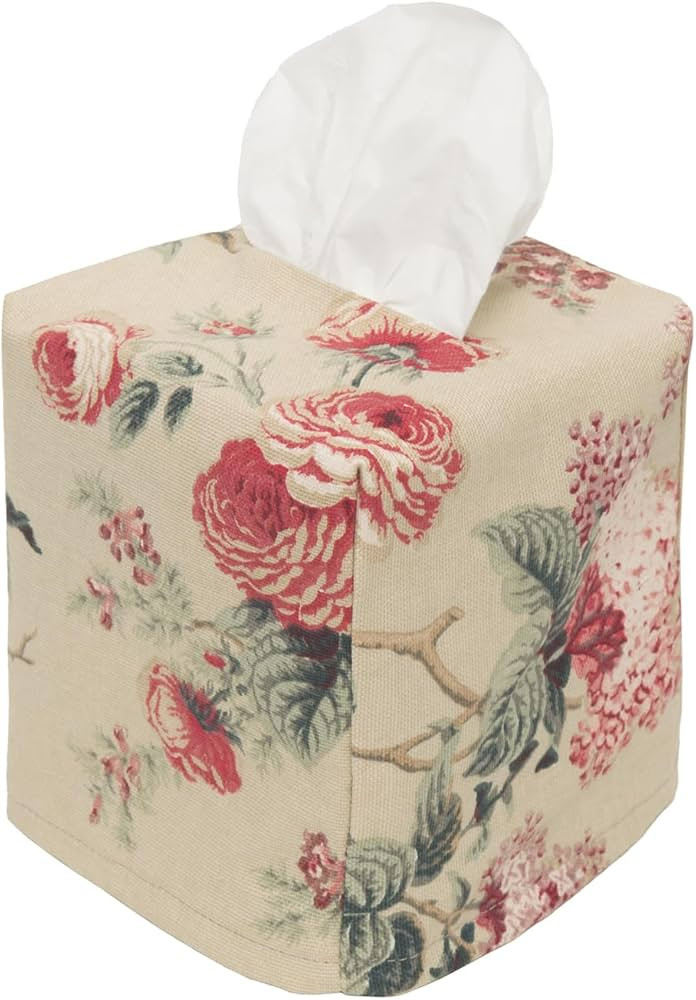 Fabric Tissue Box Cover, Tissue Holder Slipcover Slips Over Square Cube Cardboard Facial Tissue B... | Amazon (US)