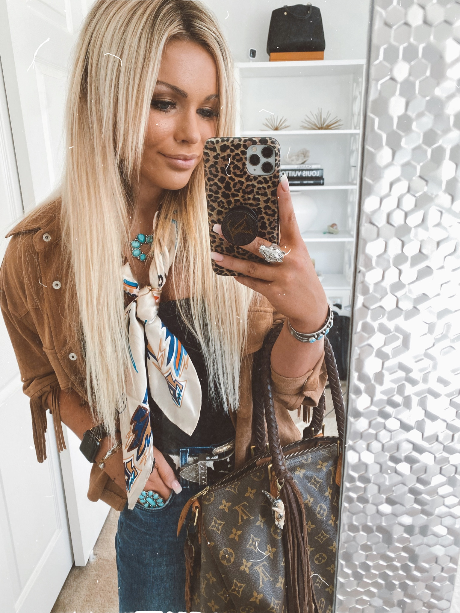 Tonight’s PRCA outfit 🤠🐂🐴🫶🏼

Western style, rodeo fashion, wild rag styling, Vintage Boho Bags, fringe jacket styling, turquoise 

#LTKstyletip