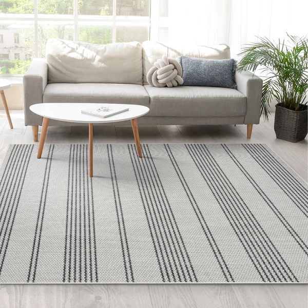 Higbee Striped Bone Indoor / Outdoor Area RugSee More by Breakwater BayRated 5 out of 5 stars.5.0... | Wayfair North America