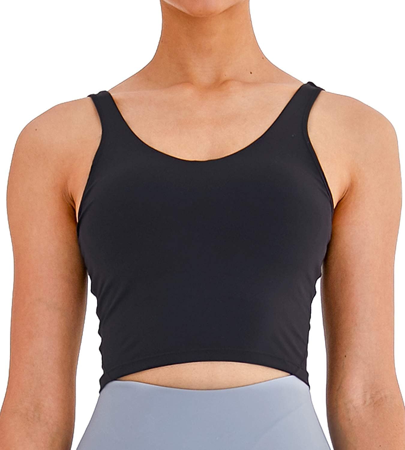 Lavento Women's Longline Sports Bra Yoga Crop Tank Top with Built in Bra | Amazon (US)