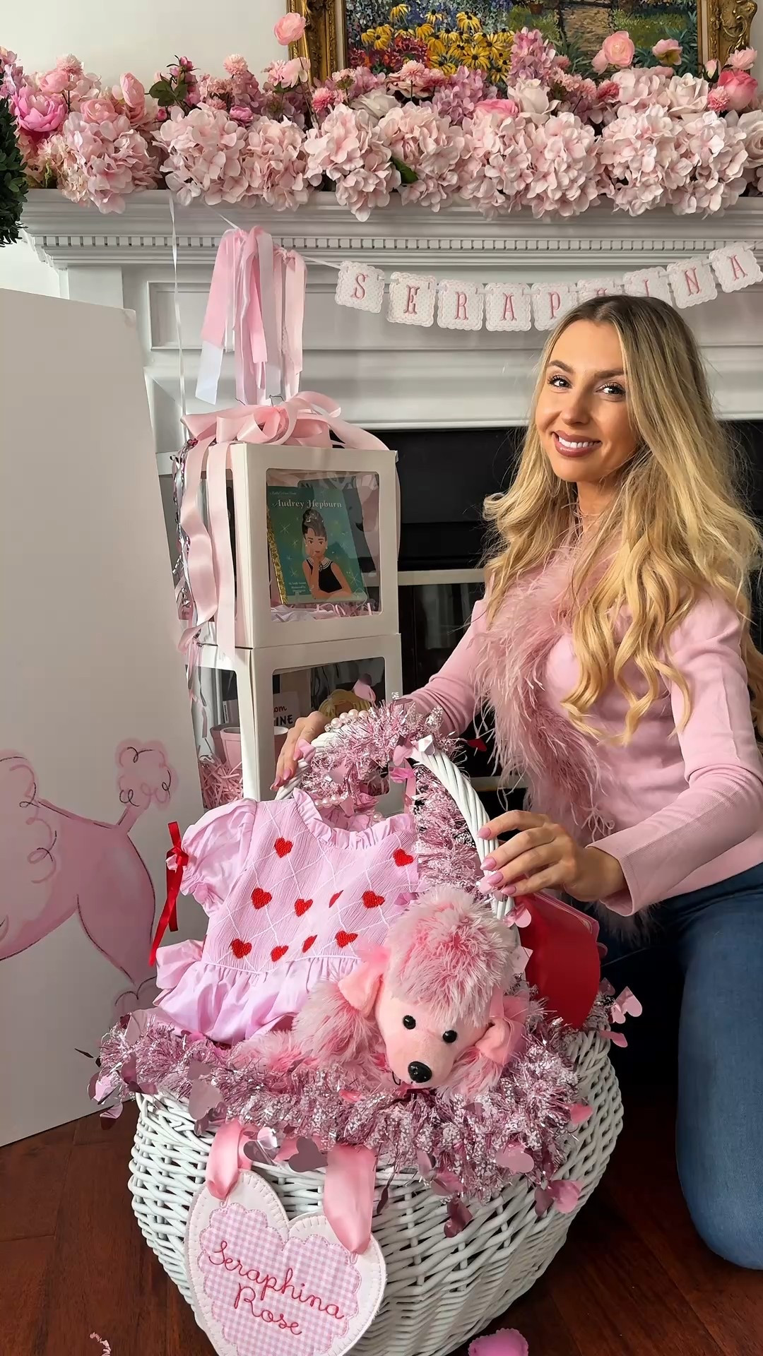 Baby girl Valentine’s Day basket full of simple things she’ll be able to love all year 💘💕