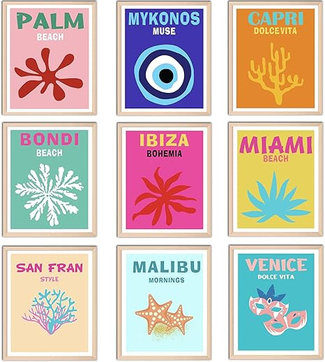 TRAMIN Preppy Room Decor Aesthetic - Preppy Wall Art, Preppy Pictures Travel Prints, Clean Girl A... | Amazon (US)