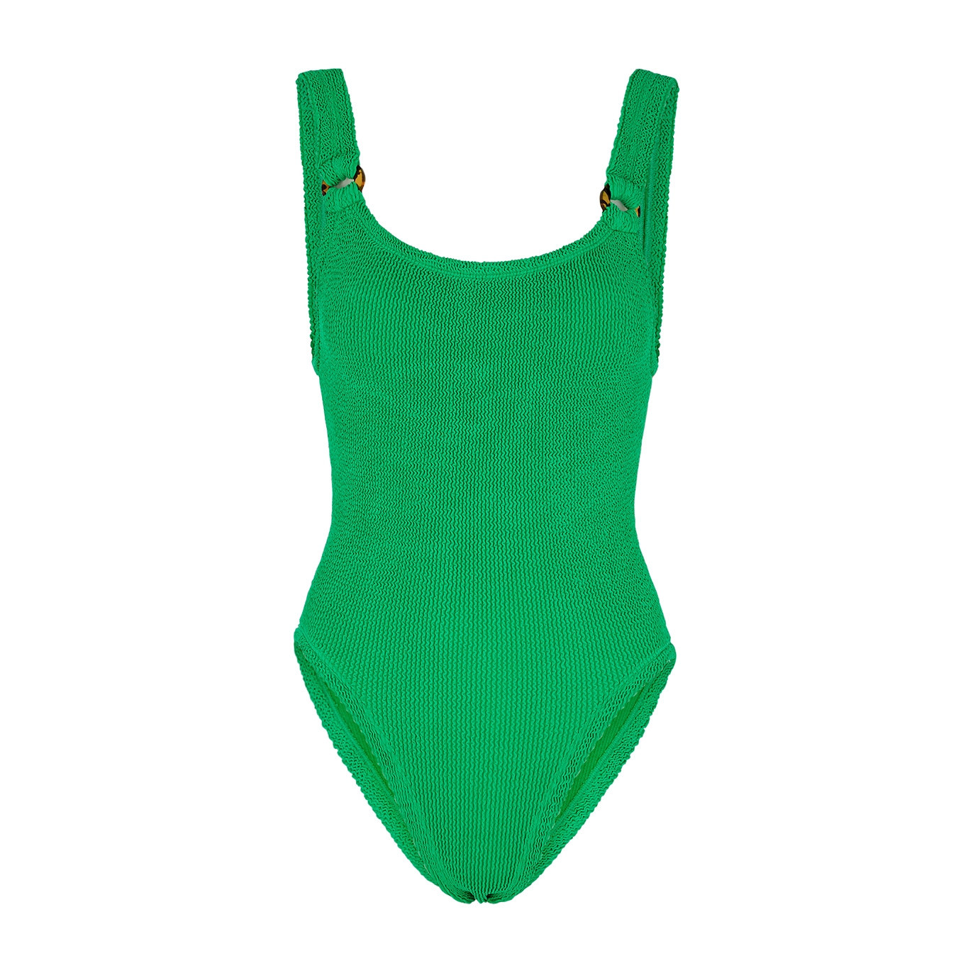 Hunza G Domino Seersucker Swimsuit - Green - One Size | Harvey Nichols (Global)