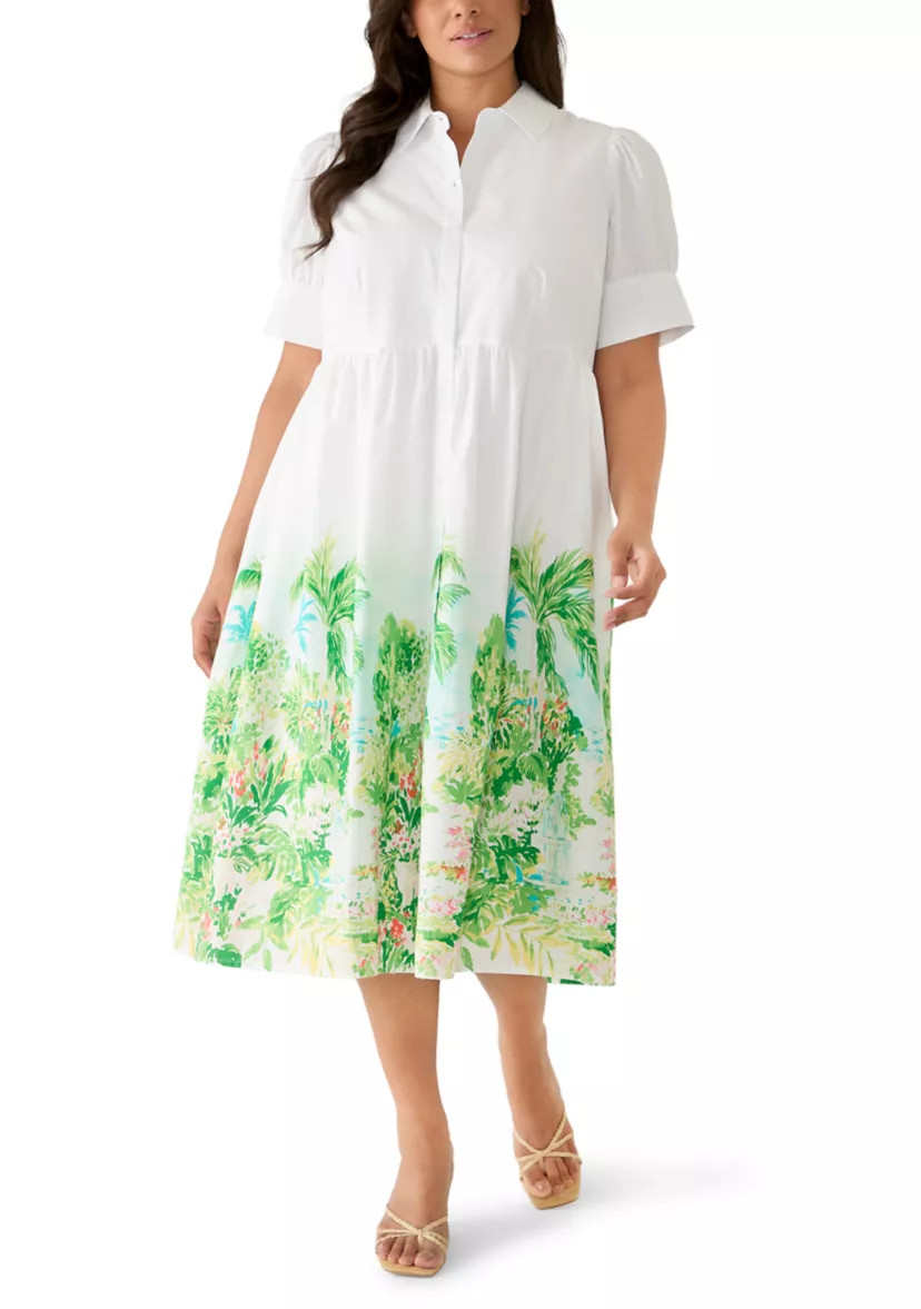 Plus Size Button Front Poplin Maxi Dress | Belk