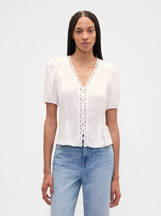 Crepe V-Neck Top | Gap Factory