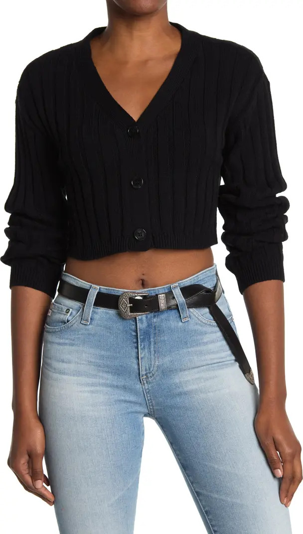 Long Sleeve Ribbed Cropped Cardigan | Nordstrom Rack
