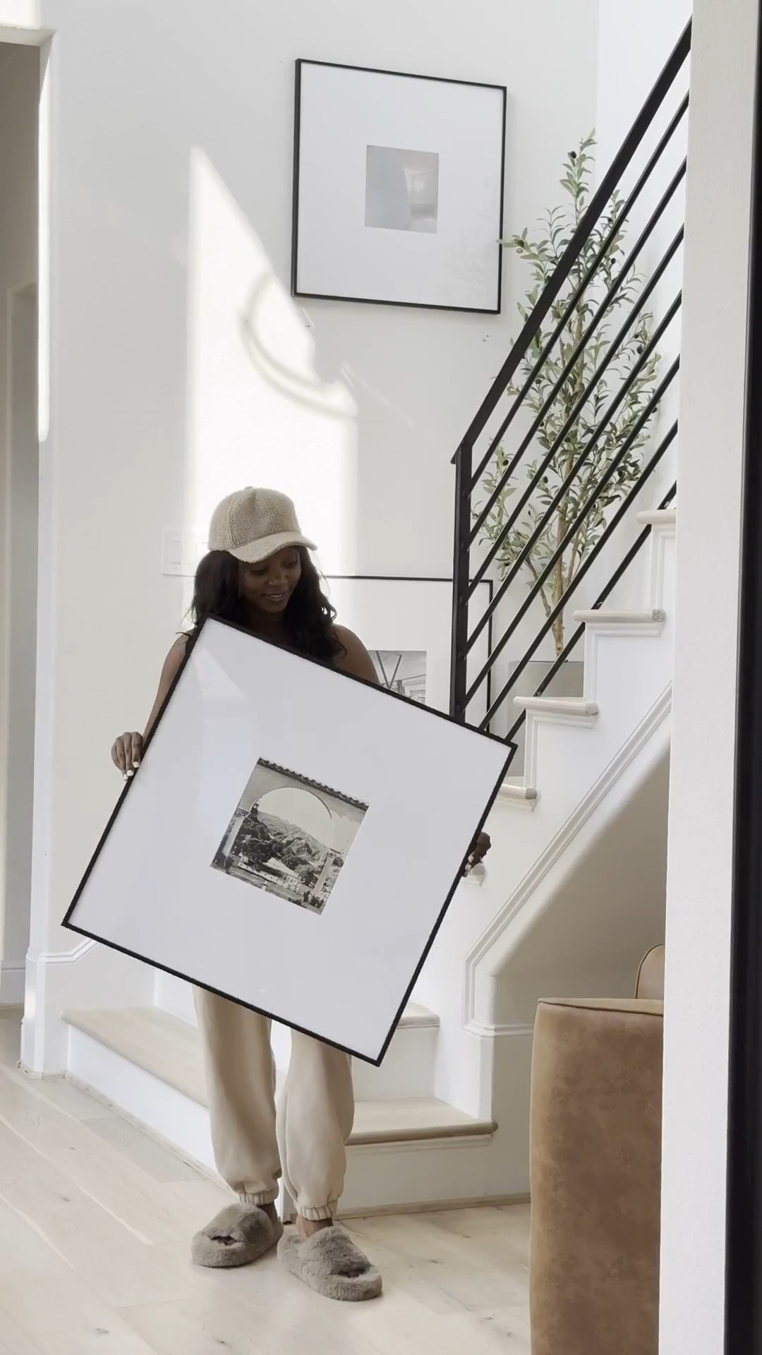 Many of you have LOVED & inquired about these frames and here are the specific measurements - since the frames come in various sizing options:  

Measurements:
Frames are by @Frameiteasy
Art Size: 10" x 10"
Outside Frame Size: 27 3/16" x 27 3/16"
Style: Ashford, in Satin Black
Matting: 8 1/2" Smooth White (White Core)
Cover: Clear Acrylic
Backing: Acid Free Foamcore
Spacing Between Frames: 3 Inches 

I added pictures from the Architecture Digest book. Black and white prints add a classic finish especially with these black frames. 
