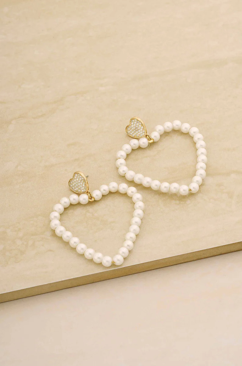 Big Heart 18k Gold Plated Pearl Earrings | Ettika