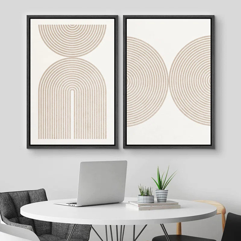 Pastel Tan Abstract Shape Modern Art Neutral Decoration Contemporary Framed On Canvas 2 Piece Pri... | Wayfair North America