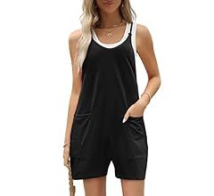 AUTOMET Women's Casual Sleeveless Shorts Jumpsuits with Pockets | Amazon (US)