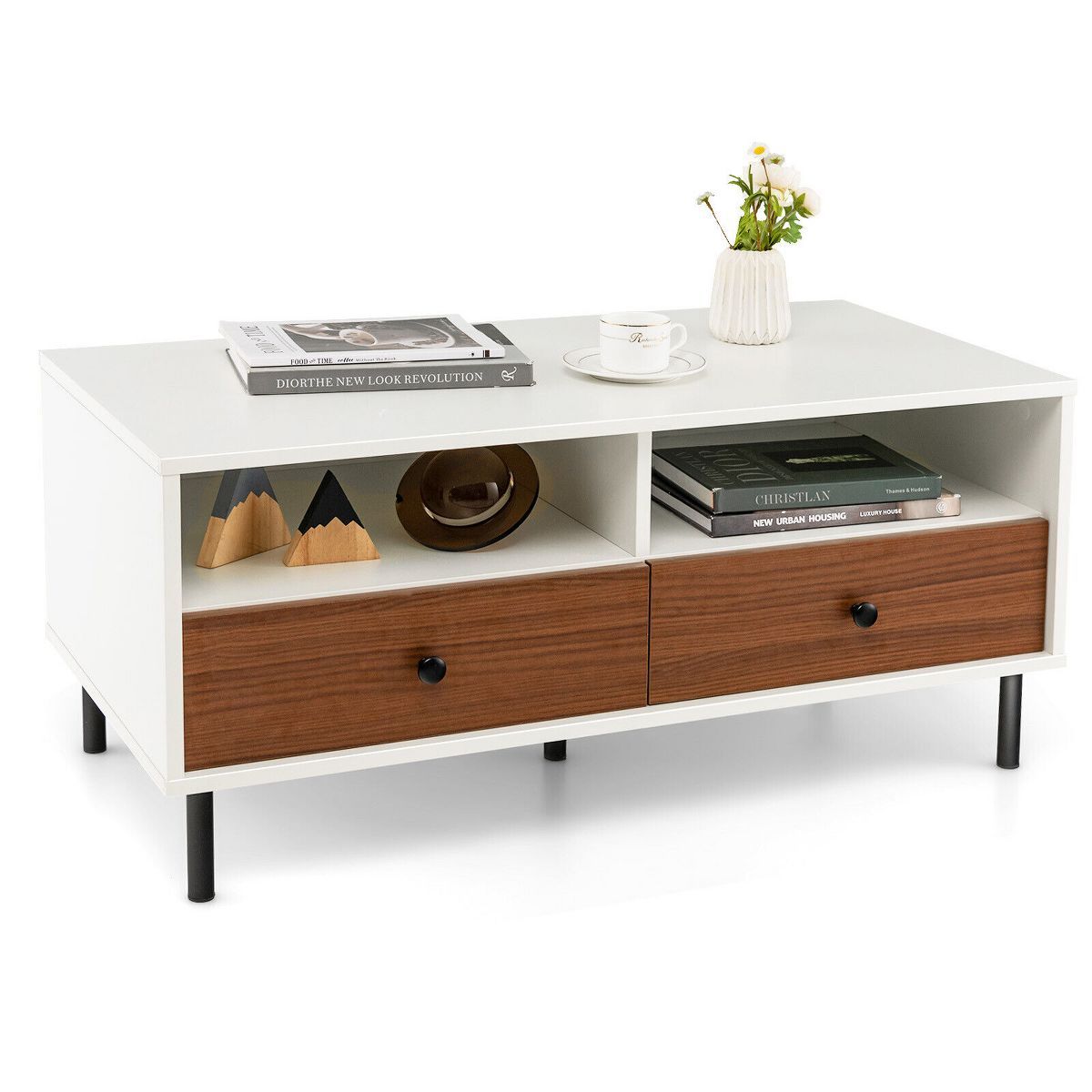 Tangkula Coffee Table Modern Rectangle w/ Storage Shelf & Drawers Living Room Furniture | Target