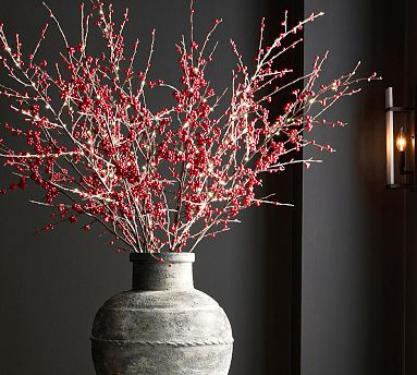 Lit Faux Red Berry Branch | Pottery Barn (US)