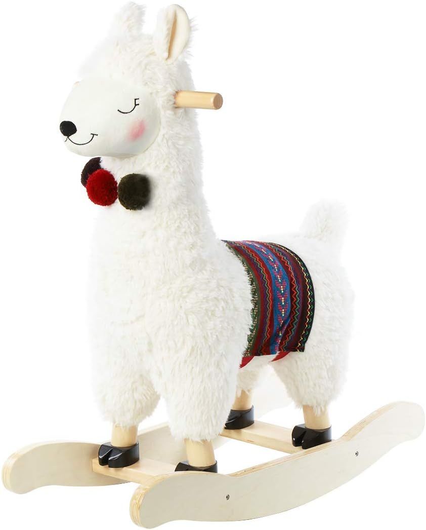 labebe - Baby Rocking Horse Wooden, Plush Stuffed Rocking Animals White, Kid Ride on Toys for 1-3... | Amazon (US)