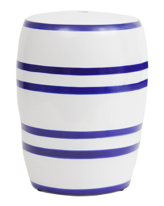 17.5in Striped Ceramic Stool | Chairs & Seating | Marshalls | Marshalls