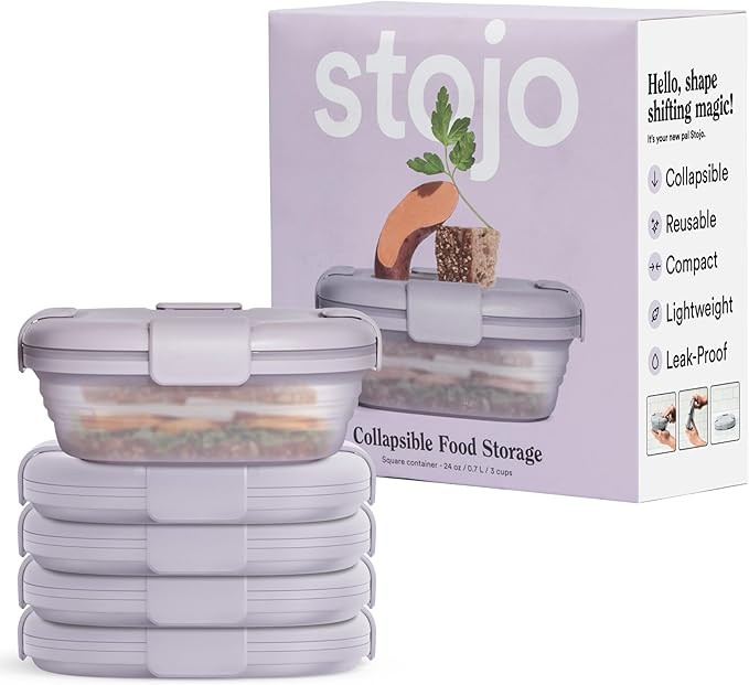 STOJO Collapsible Sandwich Box – 24oz, Reusable Food Storage Container, Silicone Bowl for Hot/C... | Amazon (US)