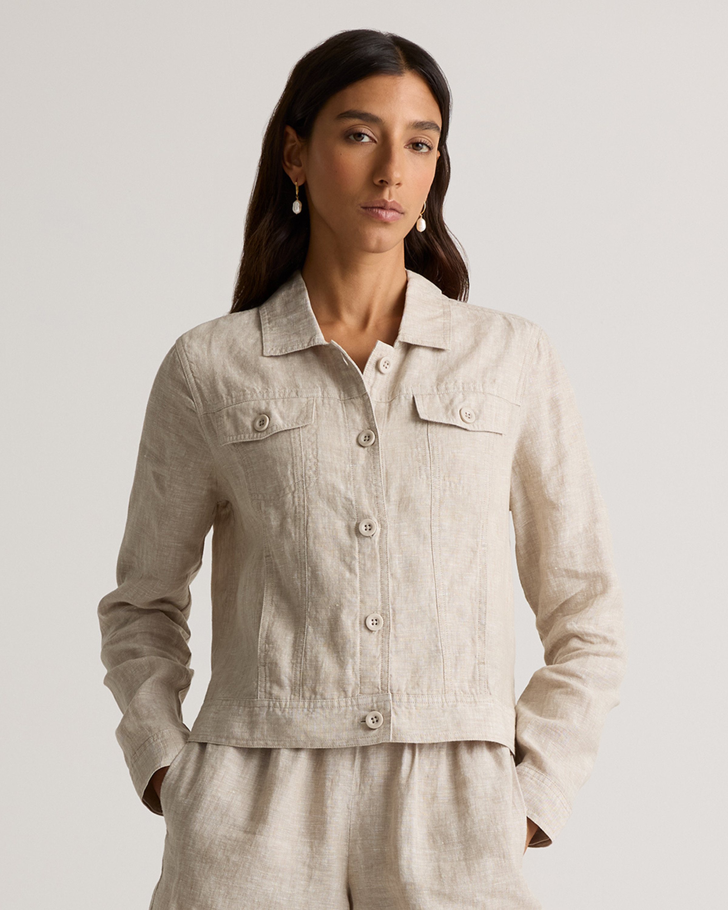Quince | Women's 100% European Linen Jacket in Flax, Size Small | Quince