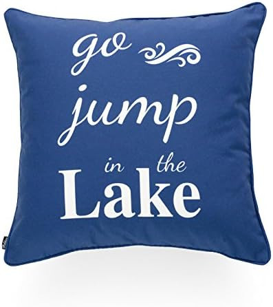 Hofdeco Lake House Indoor Outdoor Pillow Cover ONLY, Water Resistant for Patio Lounge Sofa, Navy ... | Amazon (US)