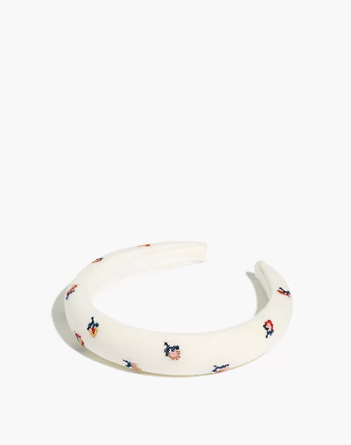 Embroidered Cross-Stitch Floral Padded Headband | Madewell