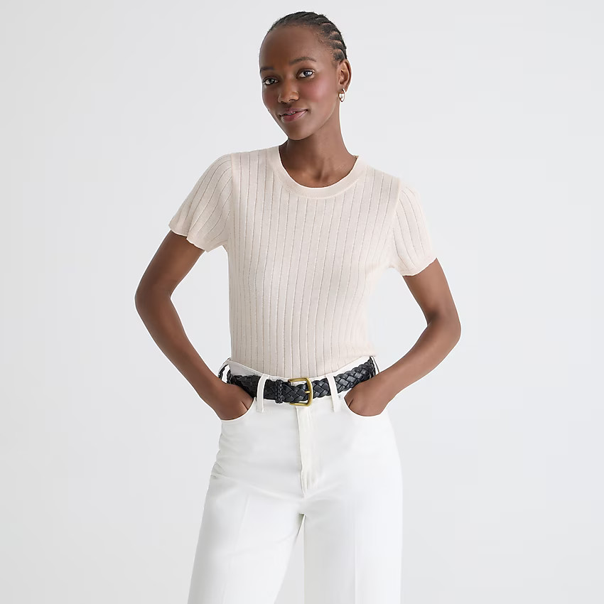 Silk-cashmere cropped T-shirt | J. Crew US