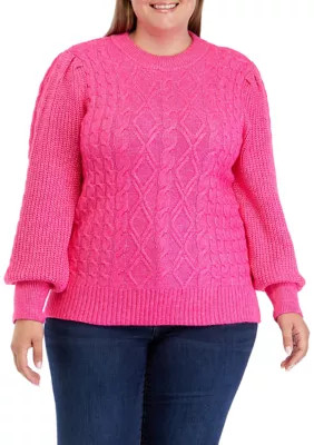 Crown & Ivy™ Plus Size Cable Knit Sweater | Belk