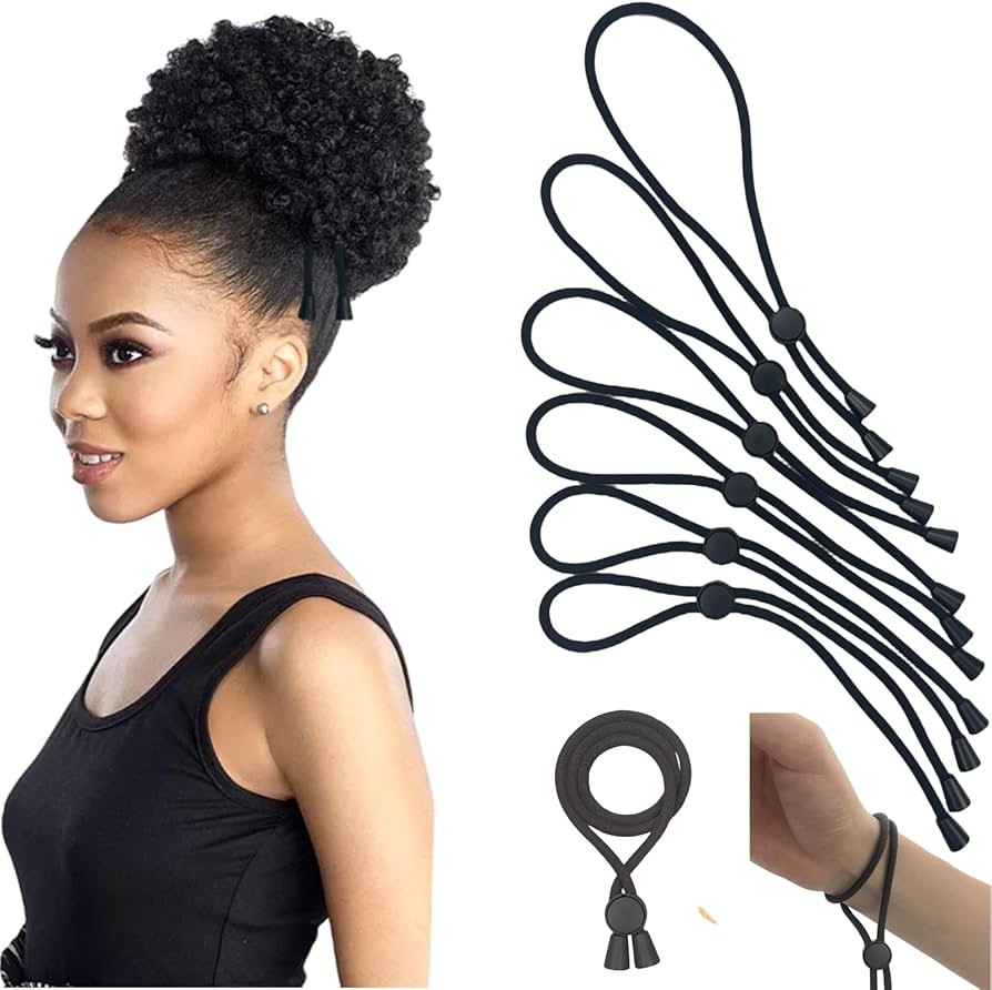 Adjustable Hair Ties for Thick, Curly Hairstyles - Afro Puffs, Ponytails, Locs, Pineapples for Bl... | Amazon (US)