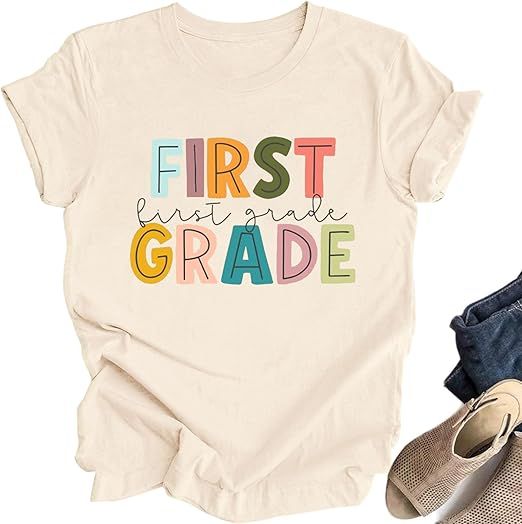 Teacher Shirts for Women: First Day of School Shirt Teacher's Back to School Outfit Graphic Tee | Amazon (US)