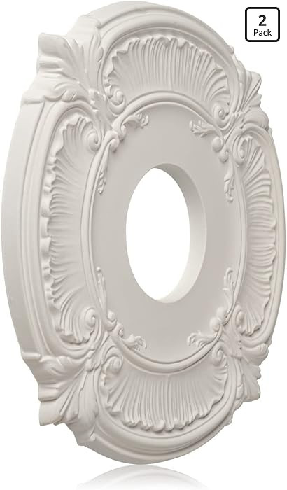 2 Pack White Home Lighting Ceiling Medallions Molded Plastic, 13" OD x 3-1/2"ID x 3/4" P | Amazon (US)