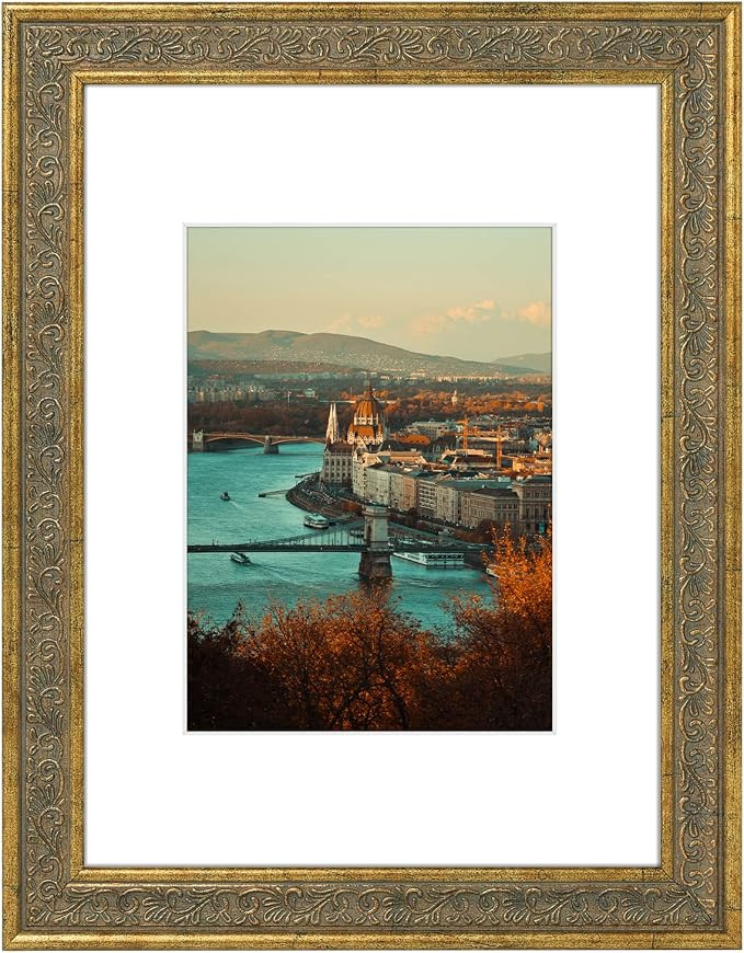 Golden State Art, 9X12 Photo Frame with White Mat for 6X8 Pictures & Real Glass, 1.25-Inch Wide, ... | Amazon (US)