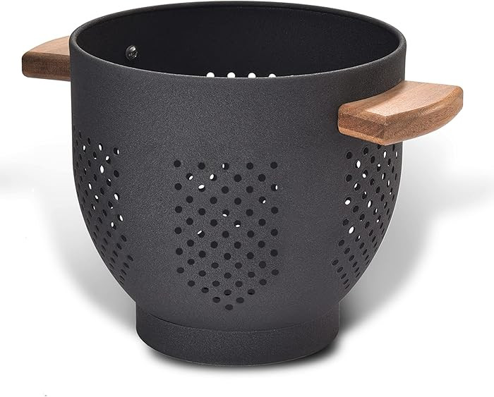 Metal Colander with Wood Handle and Stable Base, Powder Coated Steel Kitchen Strainer Basket for ... | Amazon (US)